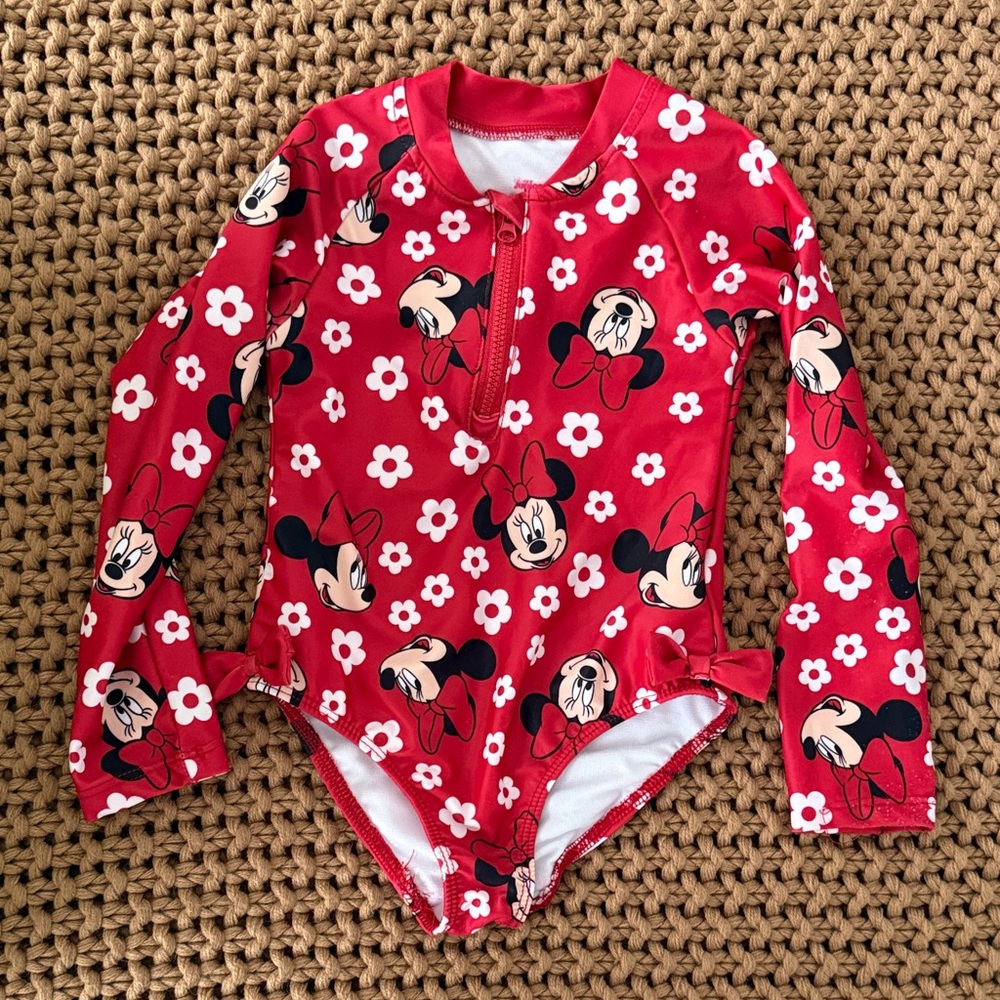 Disney Red Minnie Mouse Kids Swim Rashguard